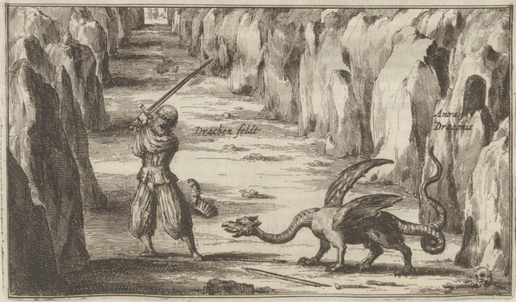 Athanasius Kircher. "Smoki" ilustracja z książki "Mundus Subterraneus". 1678